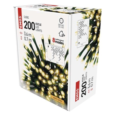Tenda LED 200 Luci Calde, 3.6x0.7mt, 8 Giochi di Luce, Interno Esterno | Emos D4CW01