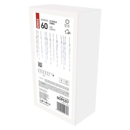 Tenda 12 Ghiaccioli LED 2 misure: 60 Luci 3.6 mt, Interno Esterno | Emos DCPC07
