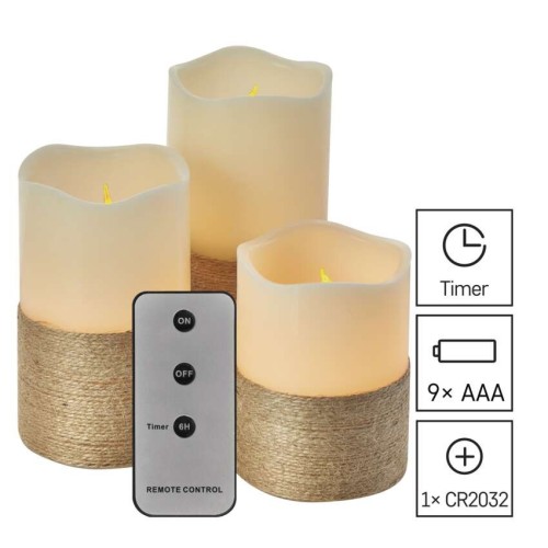 SET 3 CANDELE LED FINTA CERA AVVOLTE... SET 3 CANDELE LED FINTA CERA AVVOLTE...