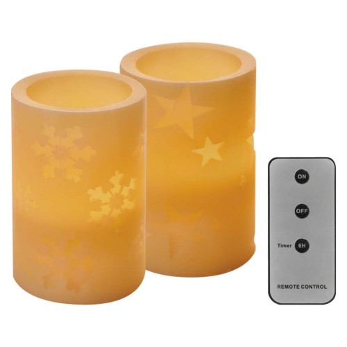 SET 2 CANDELE LED FINTA CERA VINTAGE  A BATTERIE CON TELEC. DCCV14