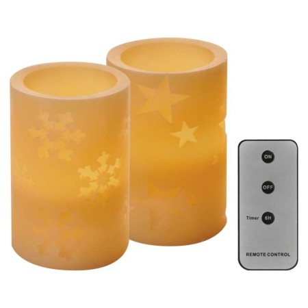 SET 2 CANDELE LED FINTA CERA VINTAGE  A BATTERIE CON TELEC. DCCV14