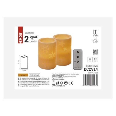 SET 2 CANDELE LED FINTA CERA VINTAGE  A BATTERIE CON TELEC. DCCV14