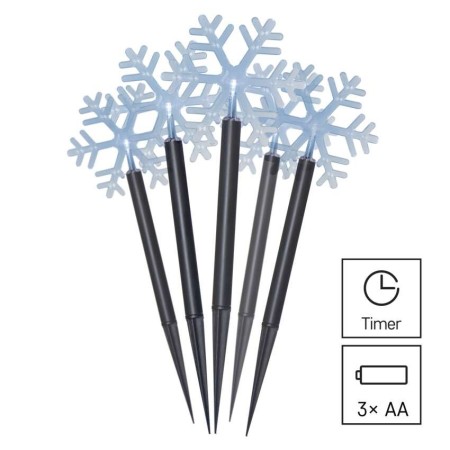 5 FIOCCHI DI NEVE PIN-UP LED LUCE FREDDA A BATTERIE INTERNO ESTERNO 120X35CM DCZC01