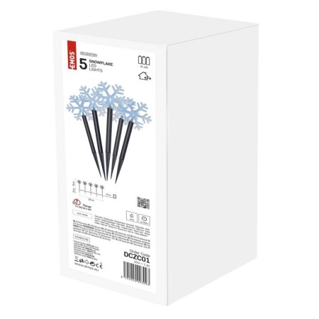 5 FIOCCHI DI NEVE PIN-UP LED LUCE FREDDA A BATTERIE INTERNO ESTERNO 120X35CM DCZC01