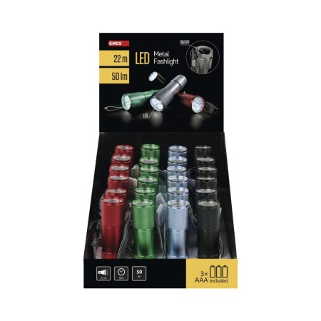 Espositore 24pz Torce LED Alluminio - Durevoli, 50 lm| EMOS P3848A