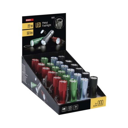 Espositore 24pz Torce LED Alluminio - Durevoli, 50 lm| EMOS P3848A