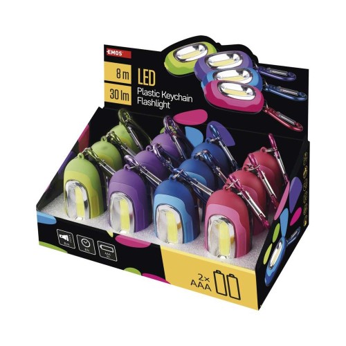 Espositore 12pz Torce LED COB - Portachiavi, 30 lm, Funzione SOS| EMOS P3887