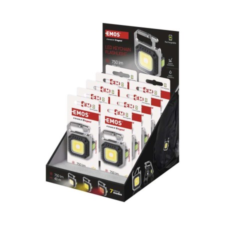 Espositore 10pz Mini Torcia LED Ricaricabile Multifunzione, 750 lm | EMOS P4714