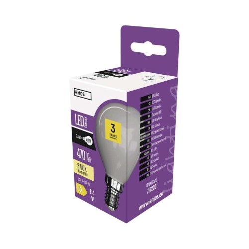 Lampadina LED Filamento E14 3.4W (40W) 470lm 2700K Sfera Opale | EMOS ZF7220