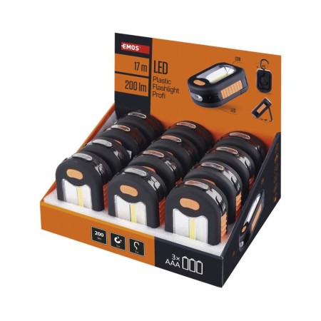 Espositore 12pz Lampada da lavoro COB + 3 LED Magnete e Gancio | EMOS P3889