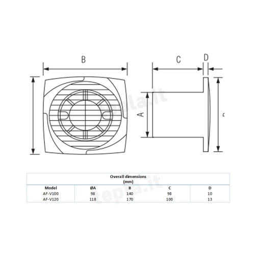 Aspiratore da Parete D.120 Slim con... Aspiratore da Parete D.120 Slim con...