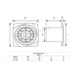 Aspiratore da parete con timer AF-D100VT, design efficiente, Elmark 500122. 2
