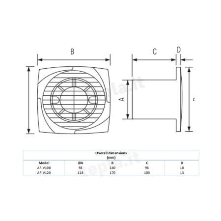 Aspiratore da Parete con Timer AF-D100VT: Efficienza e Design per la Casa | Elmark 500122