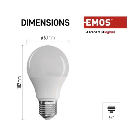 Set 6 Lampadine LED E27 8.5W (60W) 2700K: Illuminazione Calda per Interni | Emos ZQ5140.6