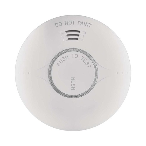 Vista frontale rilevatore fumo EMOS con pulsante centrale