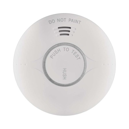 Vista frontale rilevatore fumo EMOS con pulsante centrale