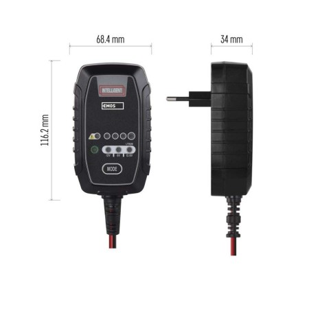Caricabatteria Moto Scooter Quad 6/12V 0.8A Desolfatazione Mantenimento Inverno | EMOS N1015