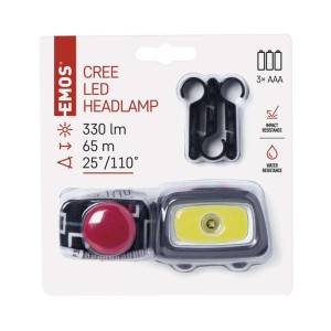 Lampada Frontale CREE + COB LED 330lm con Ganci Casco e Fischietto SOS | Emos P3531 2