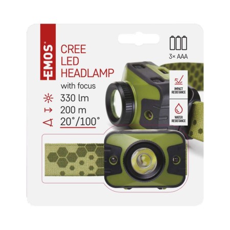 Lampada Frontale LED CREE: Illuminazione Potente 330Lm, Fascio Regolabile 200m, IP43 | EMOS P3539