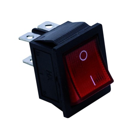 Interruttore a Bilanciere Luminoso 0-1 15A 250Vac - Rosso, 300000 Cicli, Faston 6,3mm