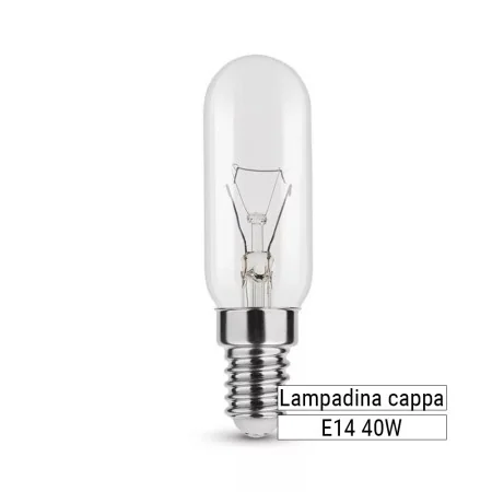 Lampadina cappa cucina tubolare incandescenza E14 40W 25x82mm luce calda
