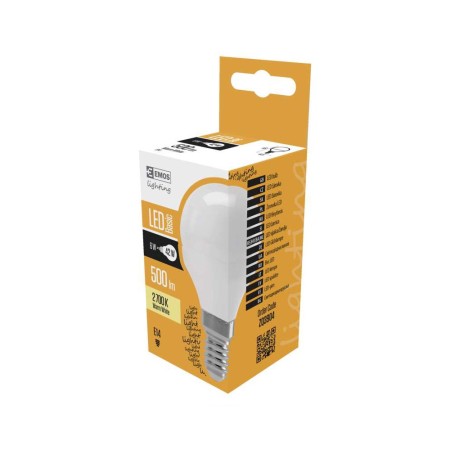 LAMPADINA LED SFERA 6W E14 3000K 500LM EMOS ZL3904