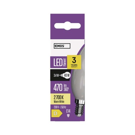Lampadina LED Filamento Oliva E14 3.4W (40W) E14 470lm 2700K Finitura Opale | EMOS ZF4220