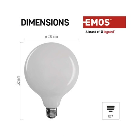 Globo filamento LED G125 18W (150W) 2700K vetro opale |  Emos ZF2180