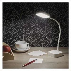 Lampada tavolo LED ricaricabile EMILY batteria 96 ore collo flessibile bianca EMOS Z7627