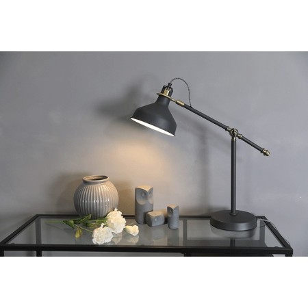 Lampada da Tavolo HARRY EMOS Grigio Scuro - E27, Braccio Regolabile, Design Elegante | Emos Z7611