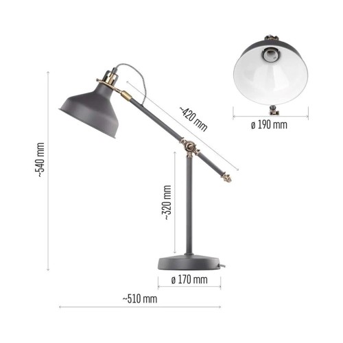 Lampada da Tavolo HARRY EMOS Grigio... Lampada da Tavolo HARRY EMOS Grigio...