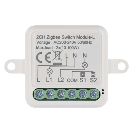 Modulo Interruttore 2 Canali L+ Gosmart IP-2104SZ ZigBee (No Neutro) | Emos H5104