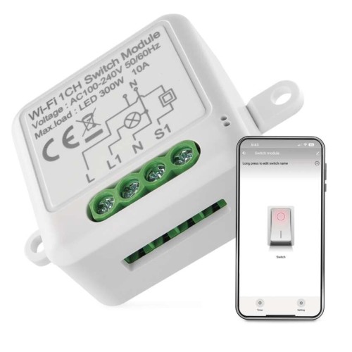Modulo Interruttore Smart Wi-Fi 1 Canale Gosmart IP-2101SW Emos H5105 - Controllo Smart delle Luci