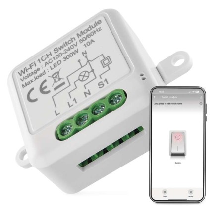 Modulo Interruttore Smart Wi-Fi 1 Canale Gosmart IP-2101SW Emos H5105 - Controllo Smart delle Luci Modulo Interruttore Smart Wi-Fi 1 Canale Gosmart IP-2101SW Emos H5105 - Controllo Smart delle Luci