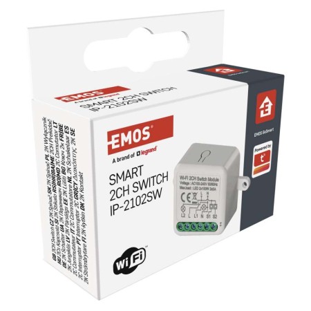 Modulo Interruttore 2 Canali Gosmart IP-2102SW Wi-Fi | Emos H5106
