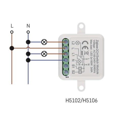 Modulo Interruttore 2 Canali Gosmart IP-2102SW Wi-Fi | Emos H5106