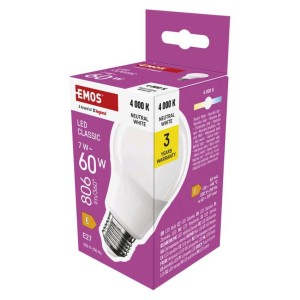 Lampadina LED E27 7W 4000K Luce Naturale 806lm | EMOS ZQ5E43