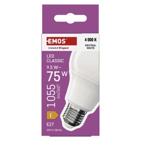 Lampadina Goccia LED E27 9.5W (75W) 1055lm 4000K Luce Naturale | EMOS ZQ5E53