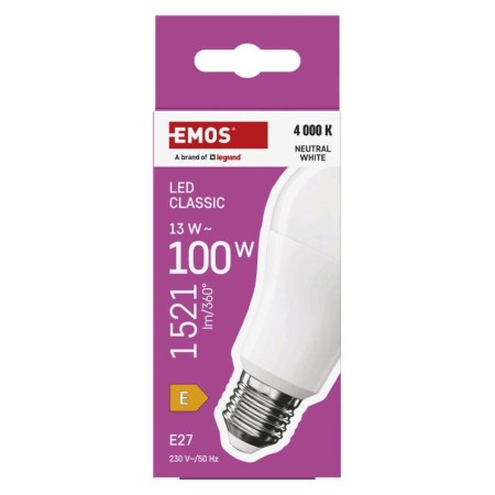 Lampadina LED Goccia E27 13W (100W) 1521lm 4000K Luce Naturale | EMOS ZQ5E63