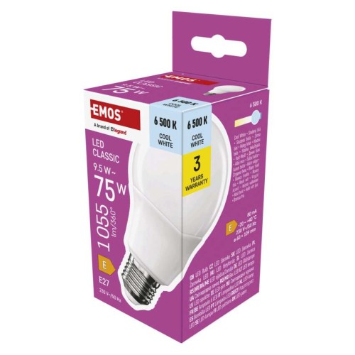 Lampadina LED Goccia E27 9.5W 6500K Luce Fredda 1055lm | EMOS ZQ5E54