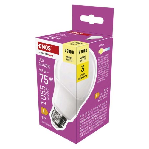 Lampadina LED Goccia E27 9.5W (75W) 1055lm Luce Calda 2700K | EMOS ZQ5E51