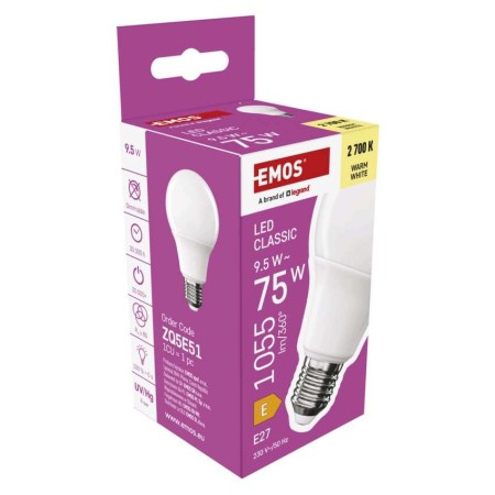 Lampadina LED Goccia E27 9.5W (75W) 1055lm 2700K Luce Calda | EMOS ZQ5E51