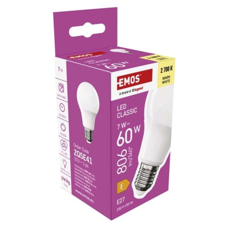 Lampadina LED Goccia 7W (60W) 806lm 2700K Luce Calda | Emos ZQ5E41