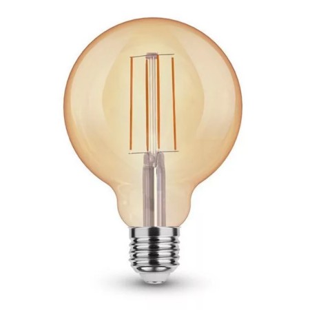 Lampadina LED Vintage Globo G95 E27 7W, 650 lm, 2000K, bianco caldo, vetro ambra, design retrò. Lampadina LED Vintage Globo G95 E27 7W, 650 lm, 2000K, bianco caldo, vetro ambra, design retrò.