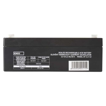 Batteria al piombo ricaricabile 12V 2.2AH attacco faston 4.7 EMOS B9672
