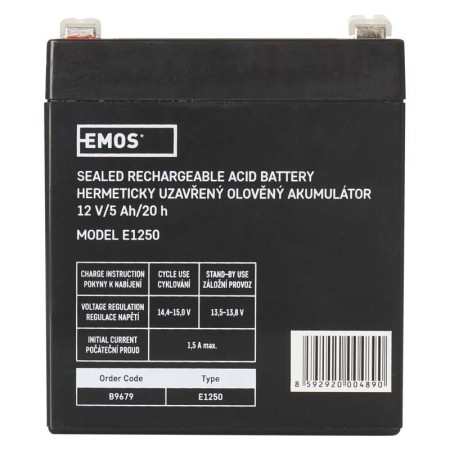 Batteria al piombo ricaricabile 12V 5AH attacco faston 6.3 EMOS B9679