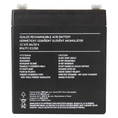 Batteria al piombo ricaricabile 12V 5AH attacco faston 6.3 EMOS B9679