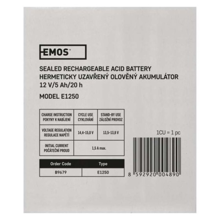 Batteria al piombo ricaricabile 12V 5AH attacco faston 6.3 EMOS B9679