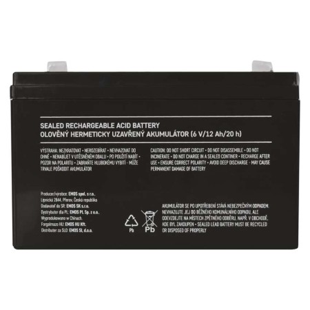BATTERIA AL PIOMBO RICARICABILE 6V 12AH ATTACCO FASTON 4,7 EMOS B9682