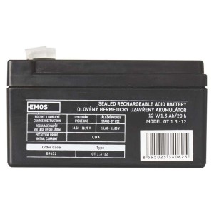Batteria EMOS B9652 12V 1.3Ah Faston 4.7mm AGM sigillata 2
